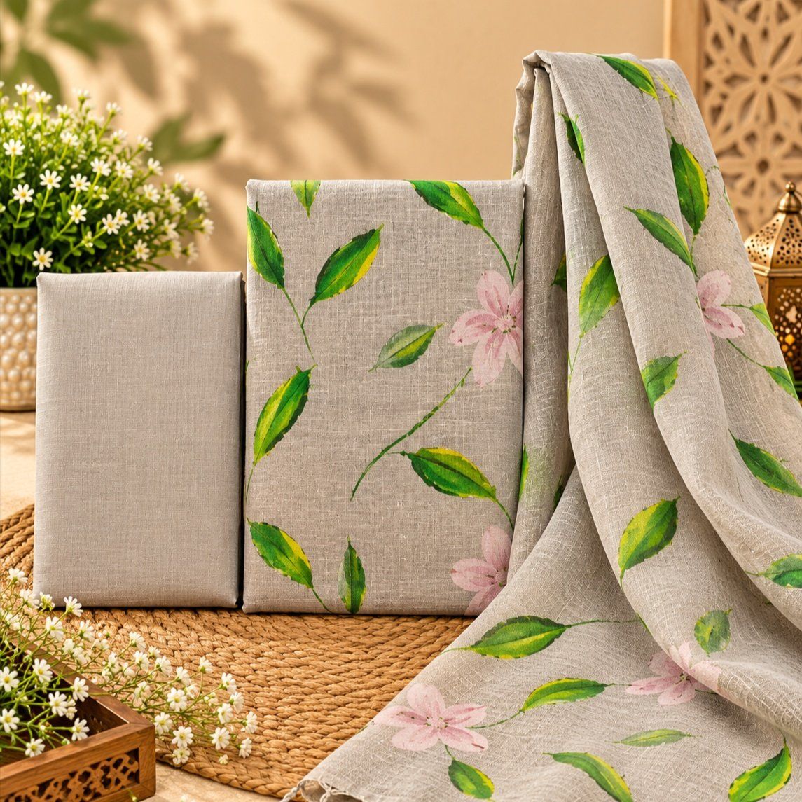 Handloom Ikkat Suit Set with Kota Doria Dupatta - Photo 1
