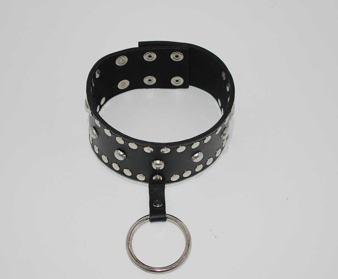 Spiked Bondage Collar Metal O Ring Bondage Collars