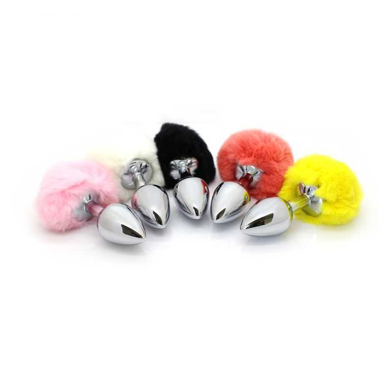 Crazy Rabbit Tail Metal Silver Butt Plug Small Anal Toys In Steel