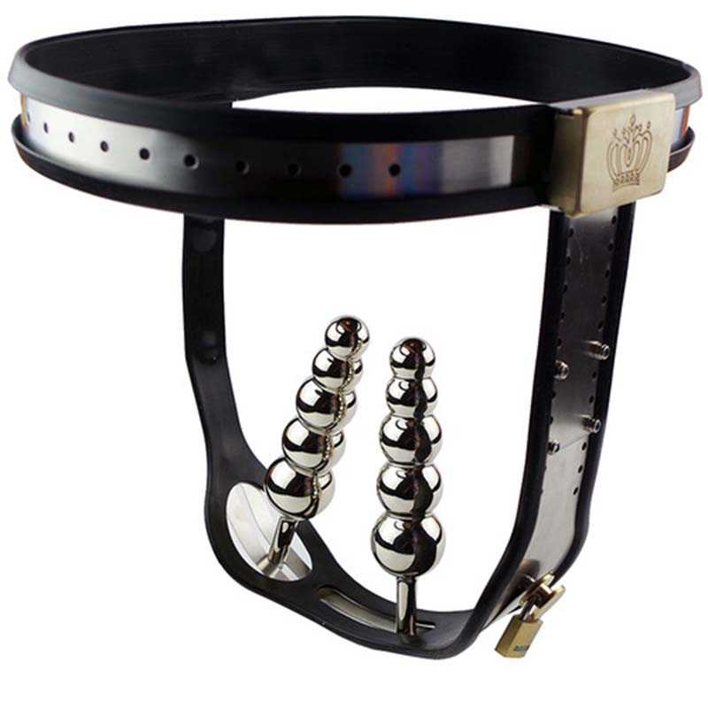 Dual Plug Female Chastity Belt Bound In Steel