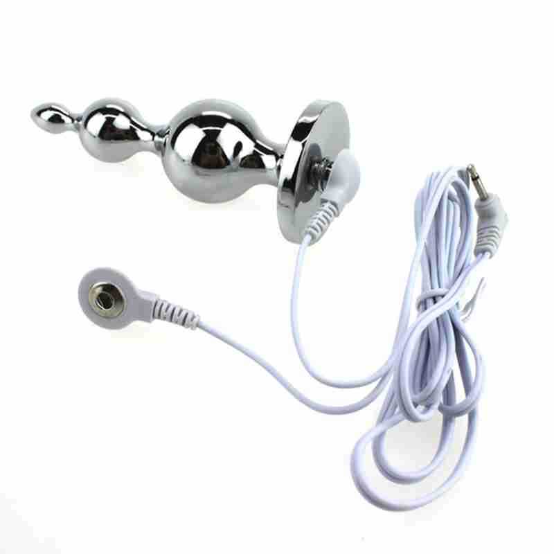 Electric Shock Metal Anal Plug With Harness Electro Stimulation Toys 6185