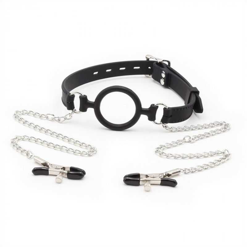 O Ring Gag With Nipple Clamps