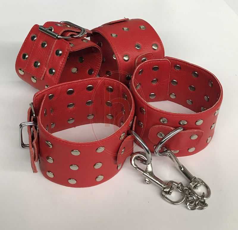 Xtreme Leather Studded Wrist & Ankle Restraints Leather Fetish