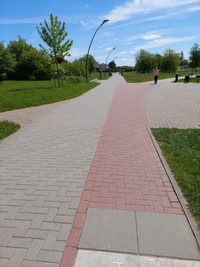 Rekonstruotoje Telšių Masčio ežero pakrantėje takai gražūs, tačiau akliesiems ir silpnaregiams klaidūs. /