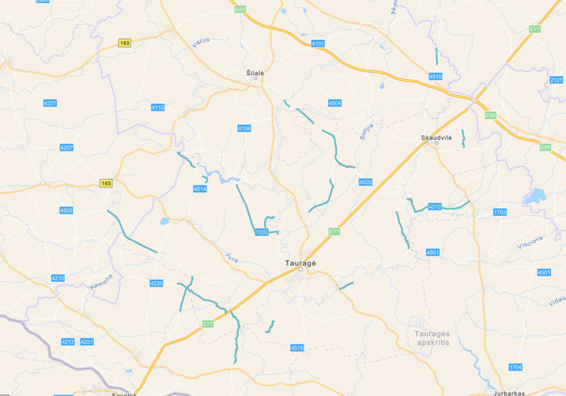 Neasfaltuoti keliai Tauragės rajone