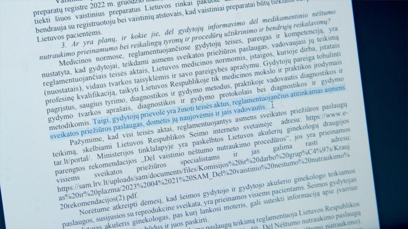 Atsakymas iš Sveikatos apsaugos ministerijos