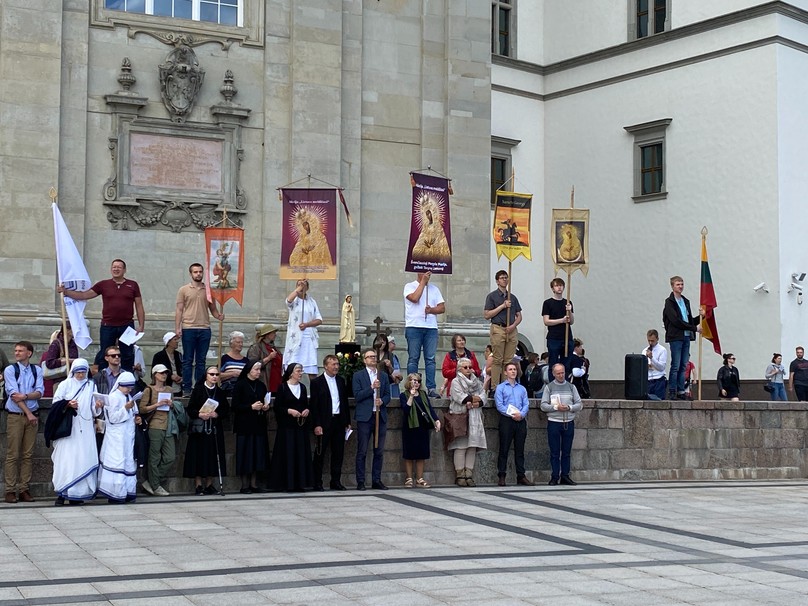 Protestas prieš „Pride“ eitynes Vilniuje.