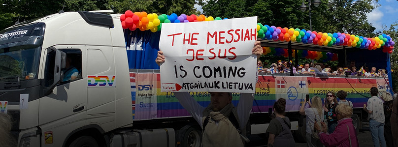 Protestas prieš „Pride“ eitynes Vilniuje.