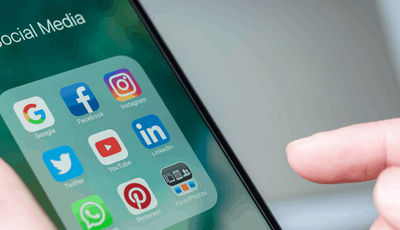 phone with social media icons