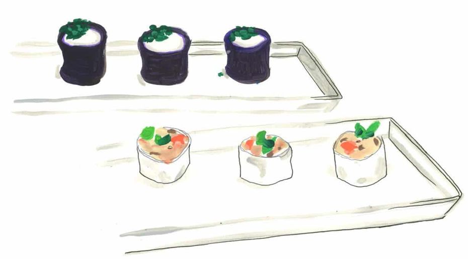 Sketch Of Plates With Hors D'oeuvres