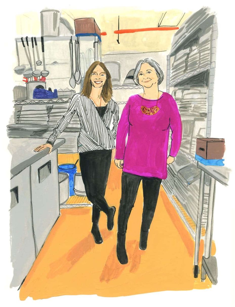Sketch Of Two Women In Kitchen