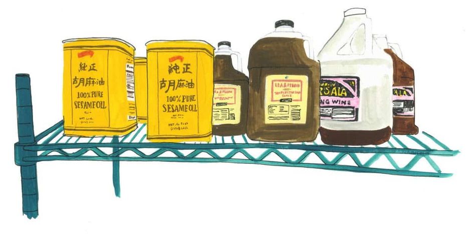 Sketch Of Shelf With Ingredients
