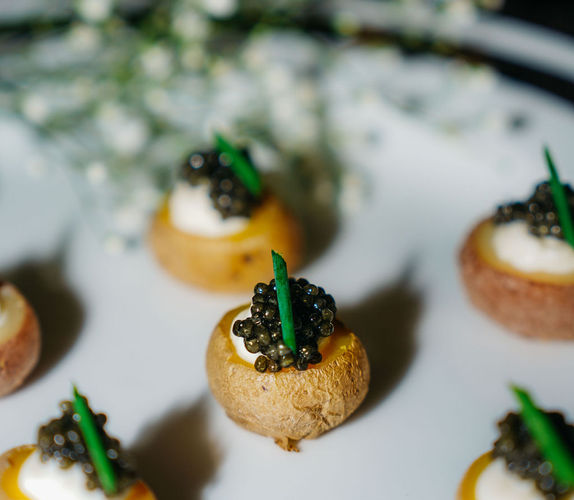 nyc corporate cocktail party appetizer catering caviar