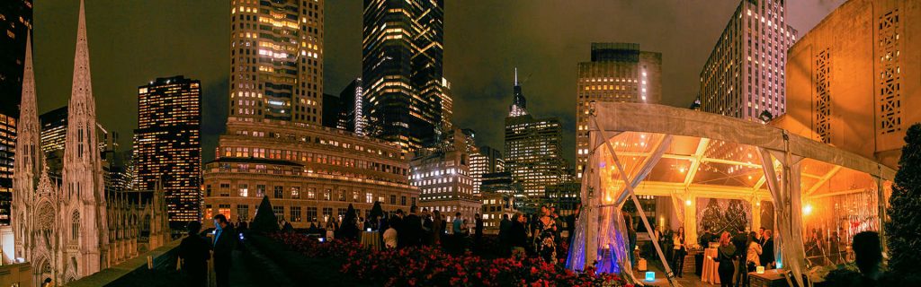 NYC skyline at social event