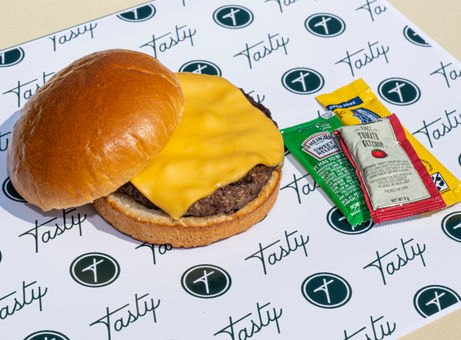 cheeseburger on tasty logo wrap paper