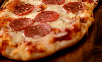 Grilled flatbread pepperoni pizza