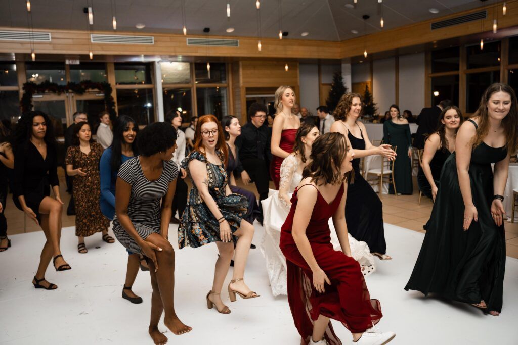 Guests line dancing.