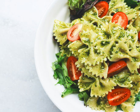 Pesto Pasta on a white plate