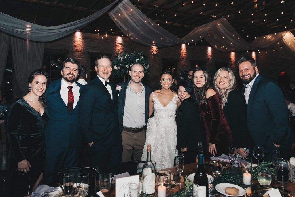 bride with wedding guests at brix on fox