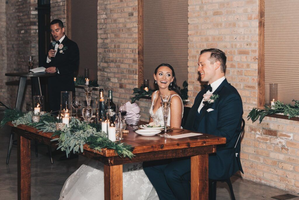 wedding couple reception toast