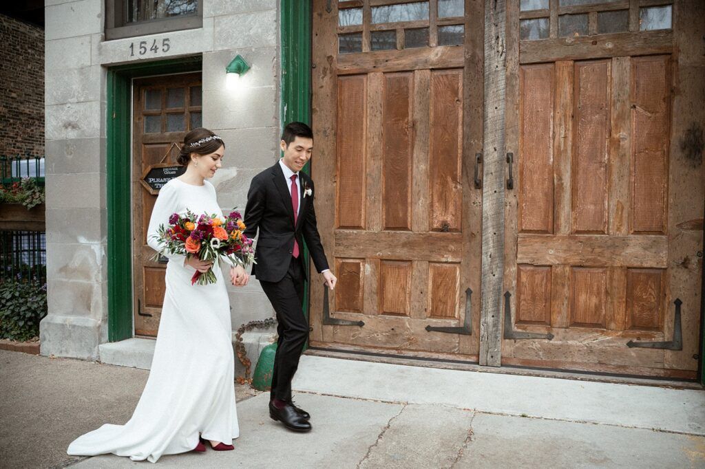 bride groom walking
