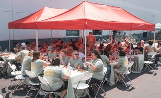 employees at a company picnic