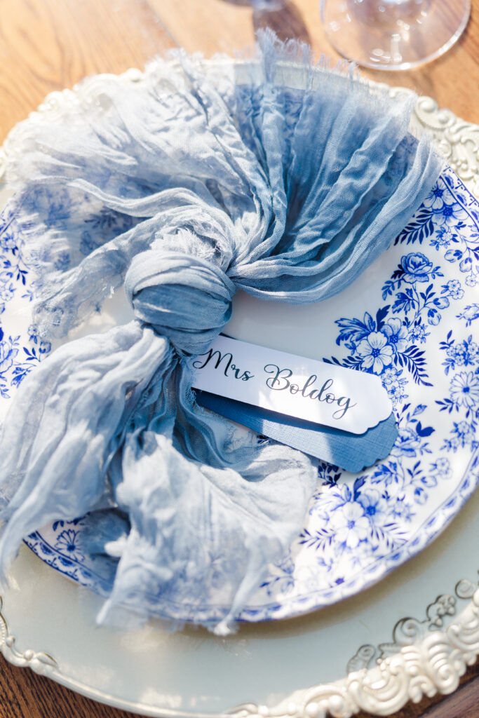 blue and white place with decor
