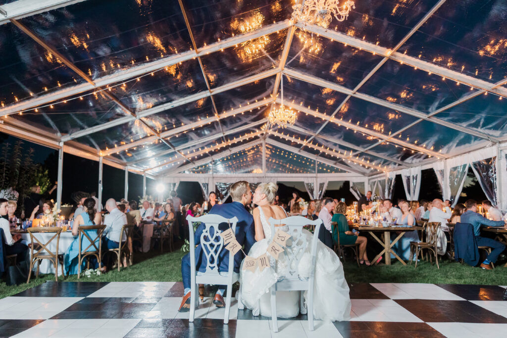 bride and groom at reception