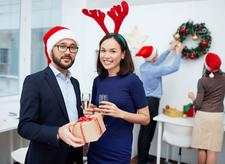 office and family gathering for christmas