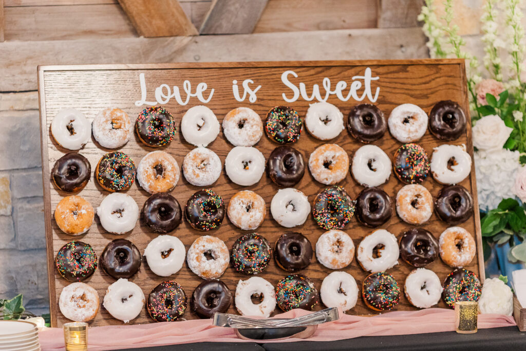 donut wall at wedding reception