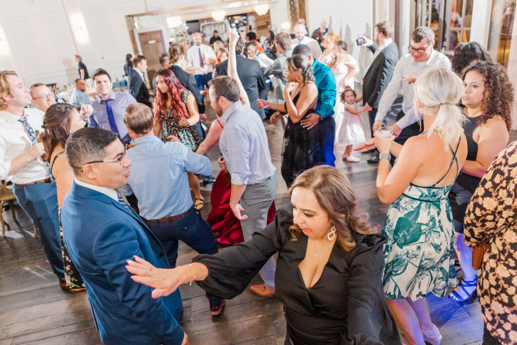 guests dancing at wedding