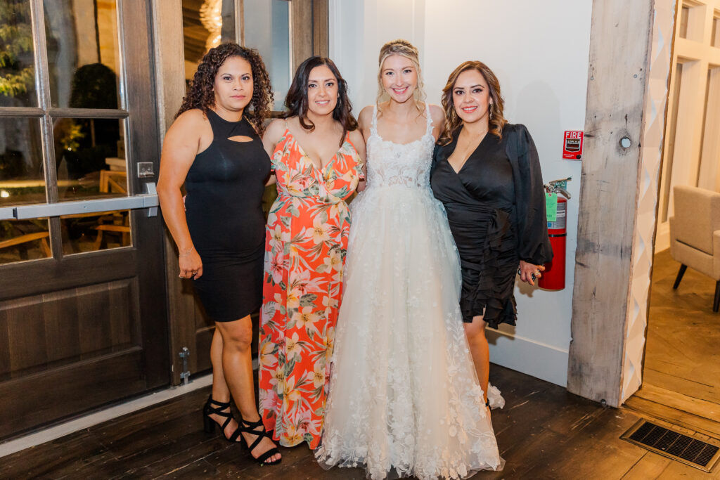 guests with bride on wedding day