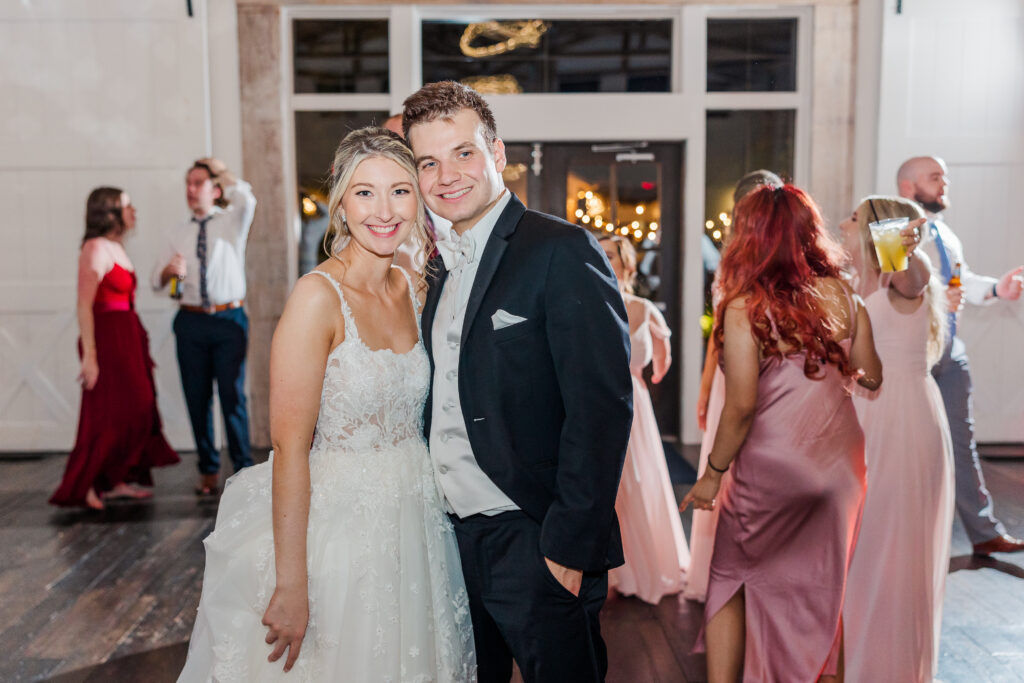 bride at groom at wedding reception