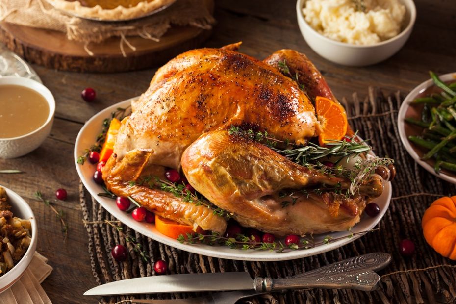 Locally sourced thanksgiving turkey on a plate