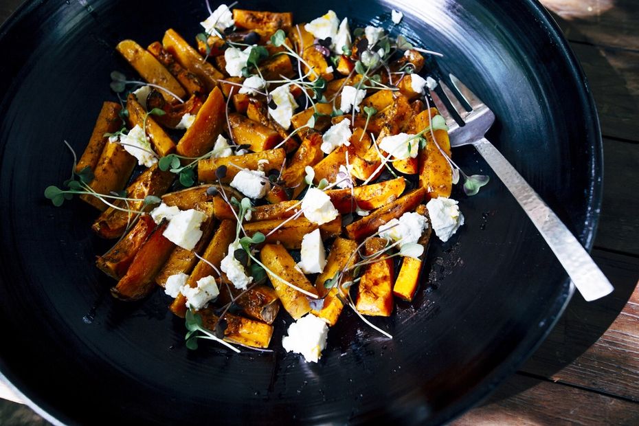 Sweet potatoes and other items on a plate