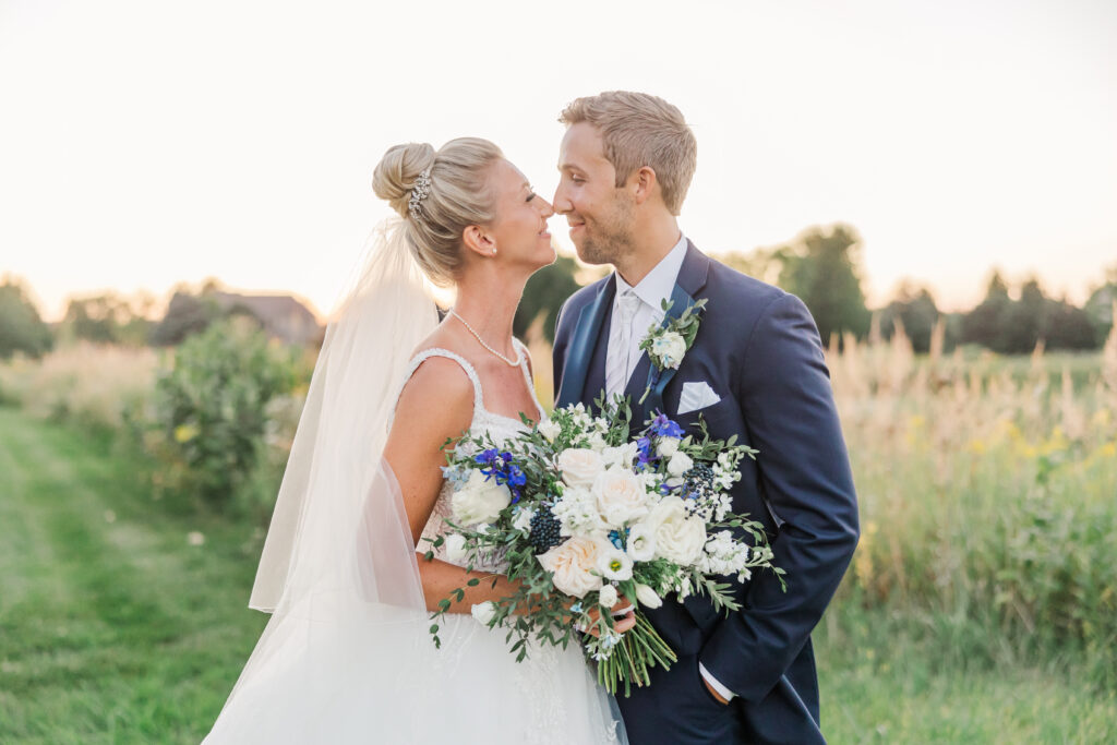 bride and groom gazing at eachother