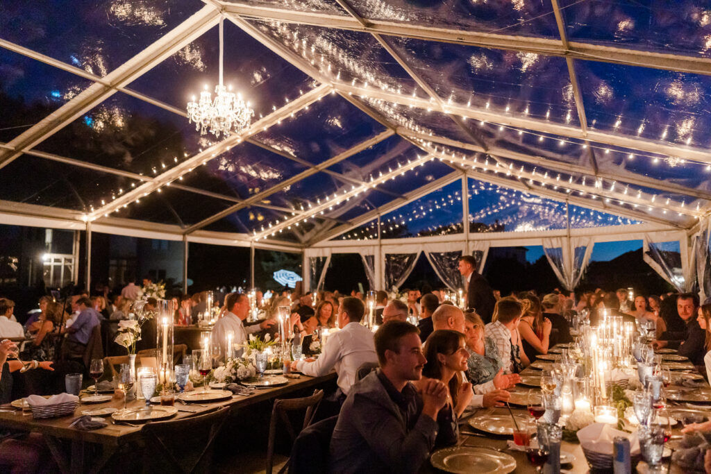 wedding reception tent lights