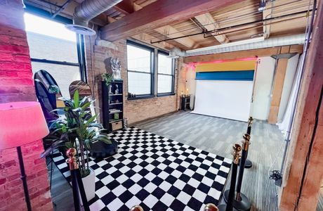 Checkered floor in event space
