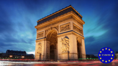 The arc de triomphe in Paris at night is a must-see for tourists.