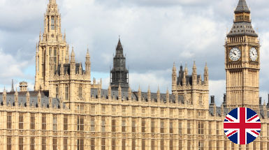 A large building with spires with วีซ่าท่องเที่ยว of westminster in the background.