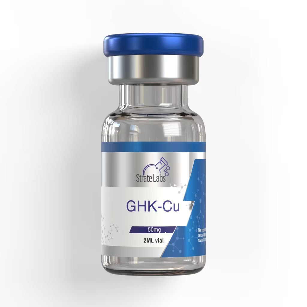 GHK-Cu 50 mg research vial pictured on strateslab.com