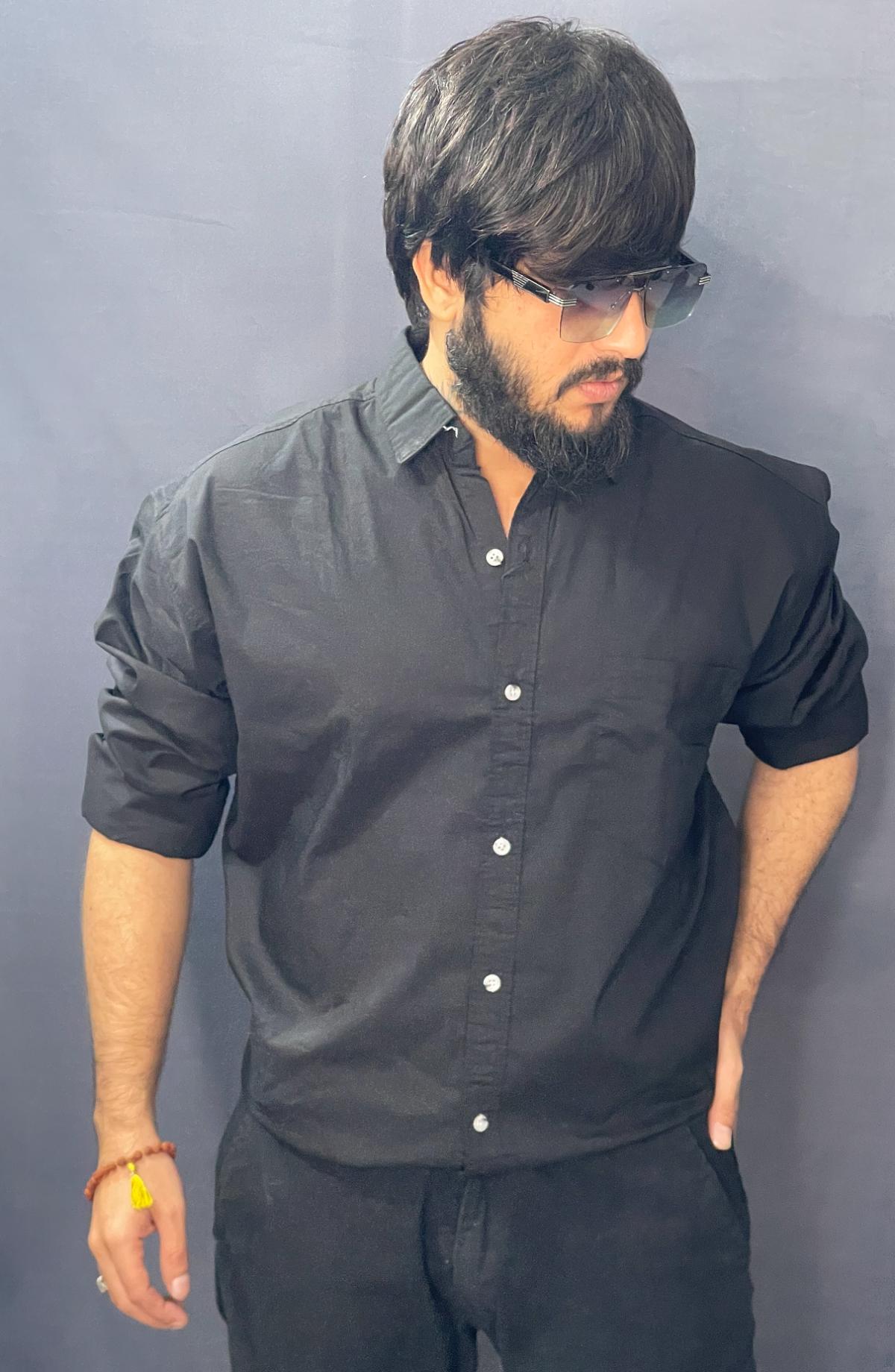 BLACK PLAIN SHIRT 213 P100