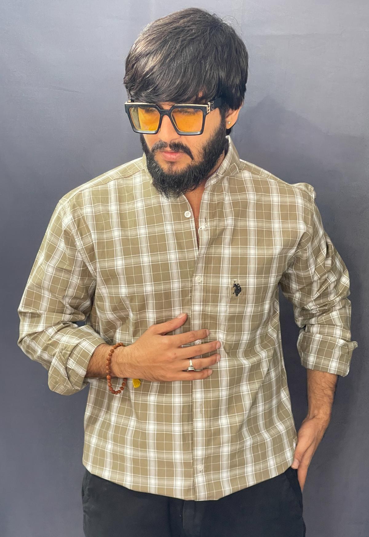 LITE CREAM & WHITE CHECKS SHIRT 214 P99