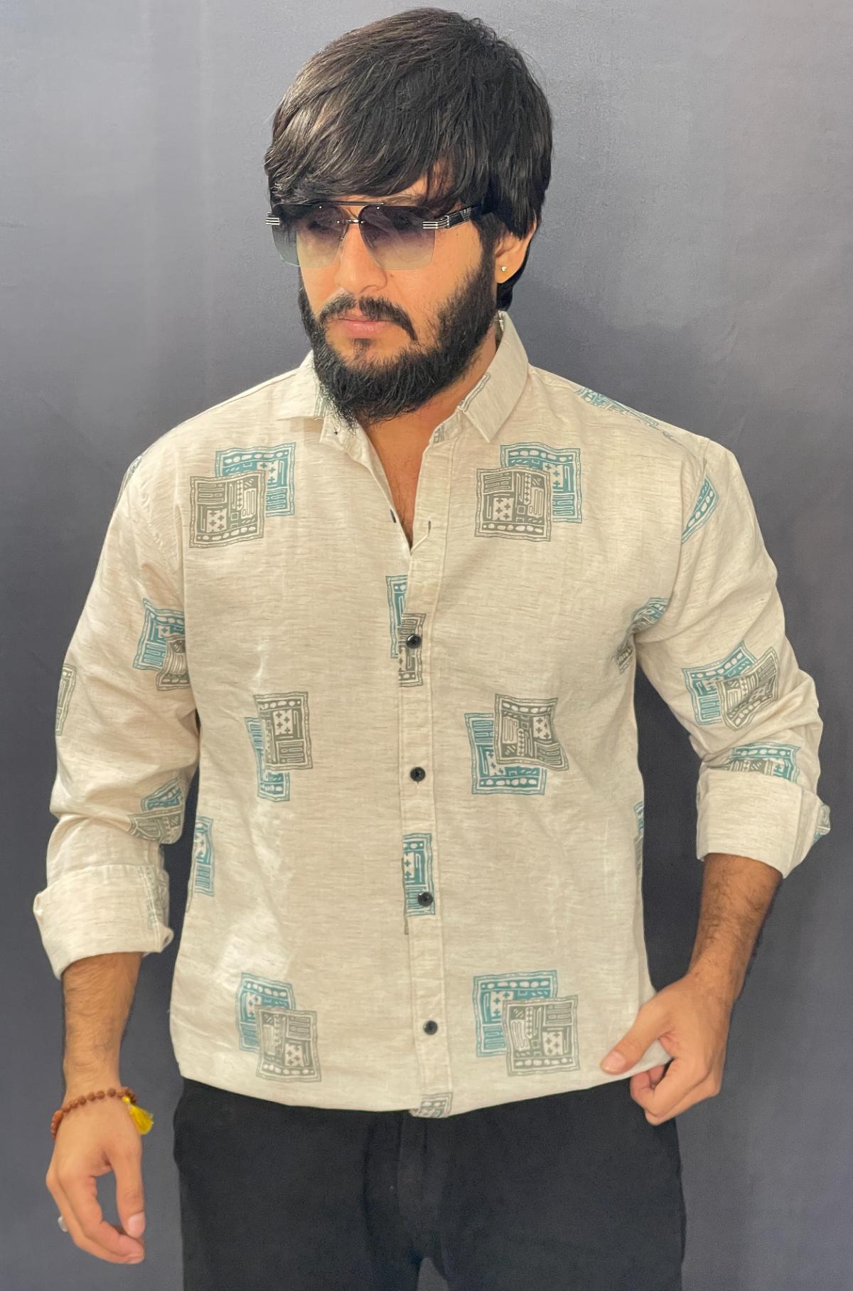 CREAM PRINTED SHIRT 218 P102