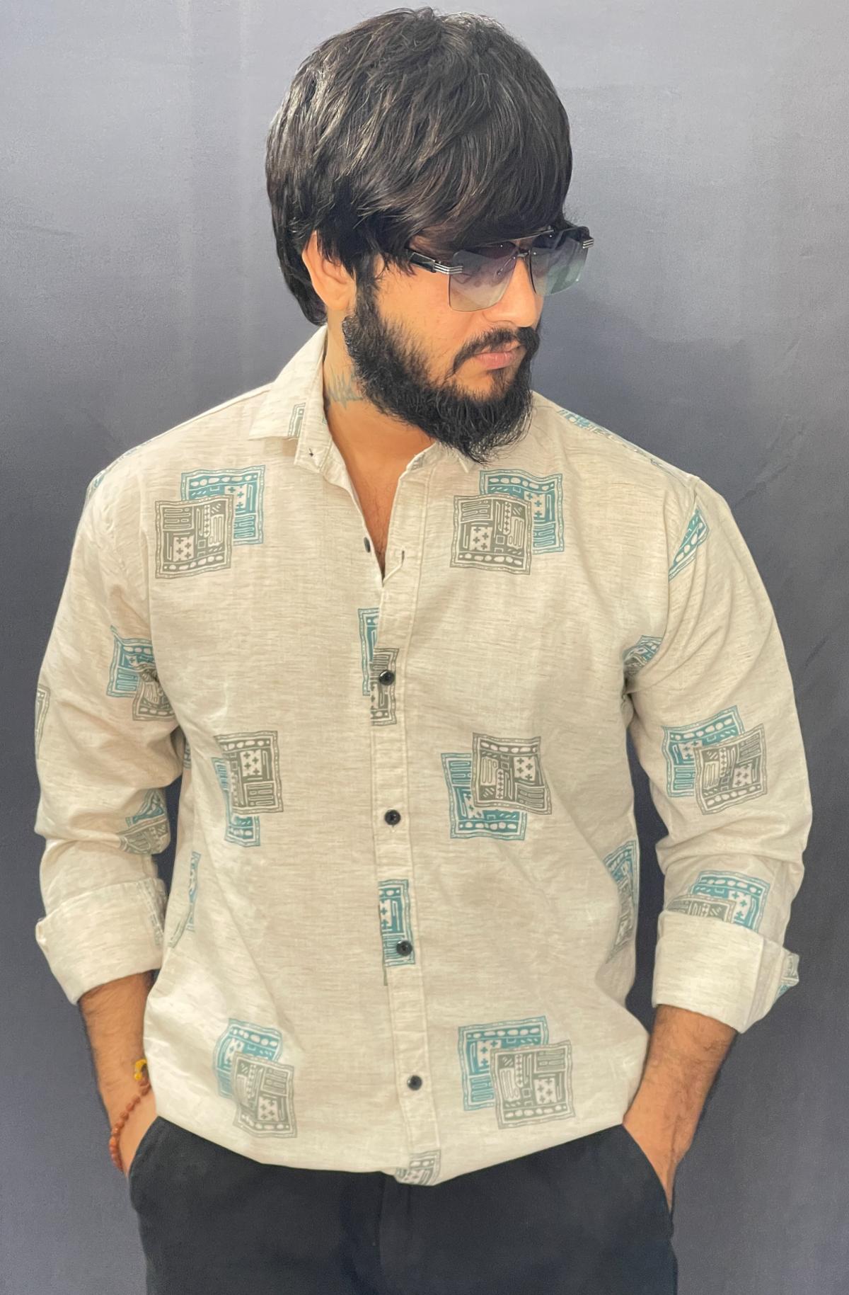 CREAM PRINTED SHIRT 218 P102