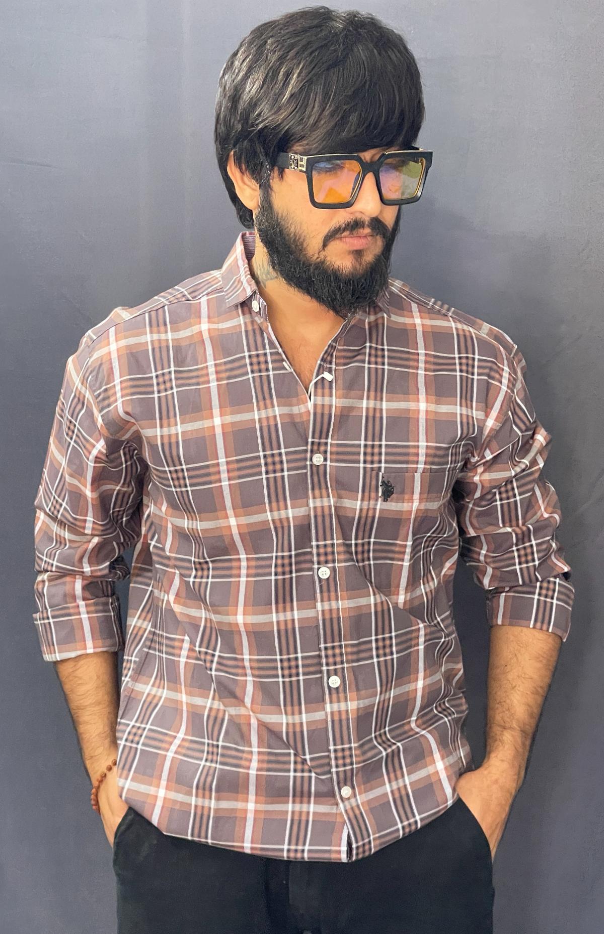 LITE BROWN CHECKS SHIRT 220 P99