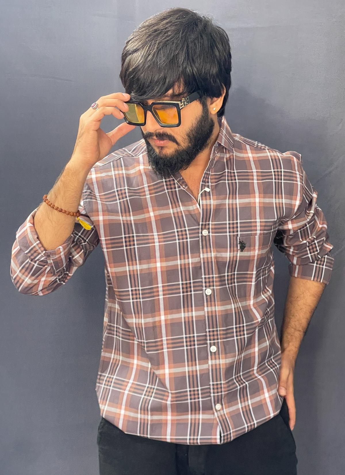 LITE BROWN CHECKS SHIRT 220 P99