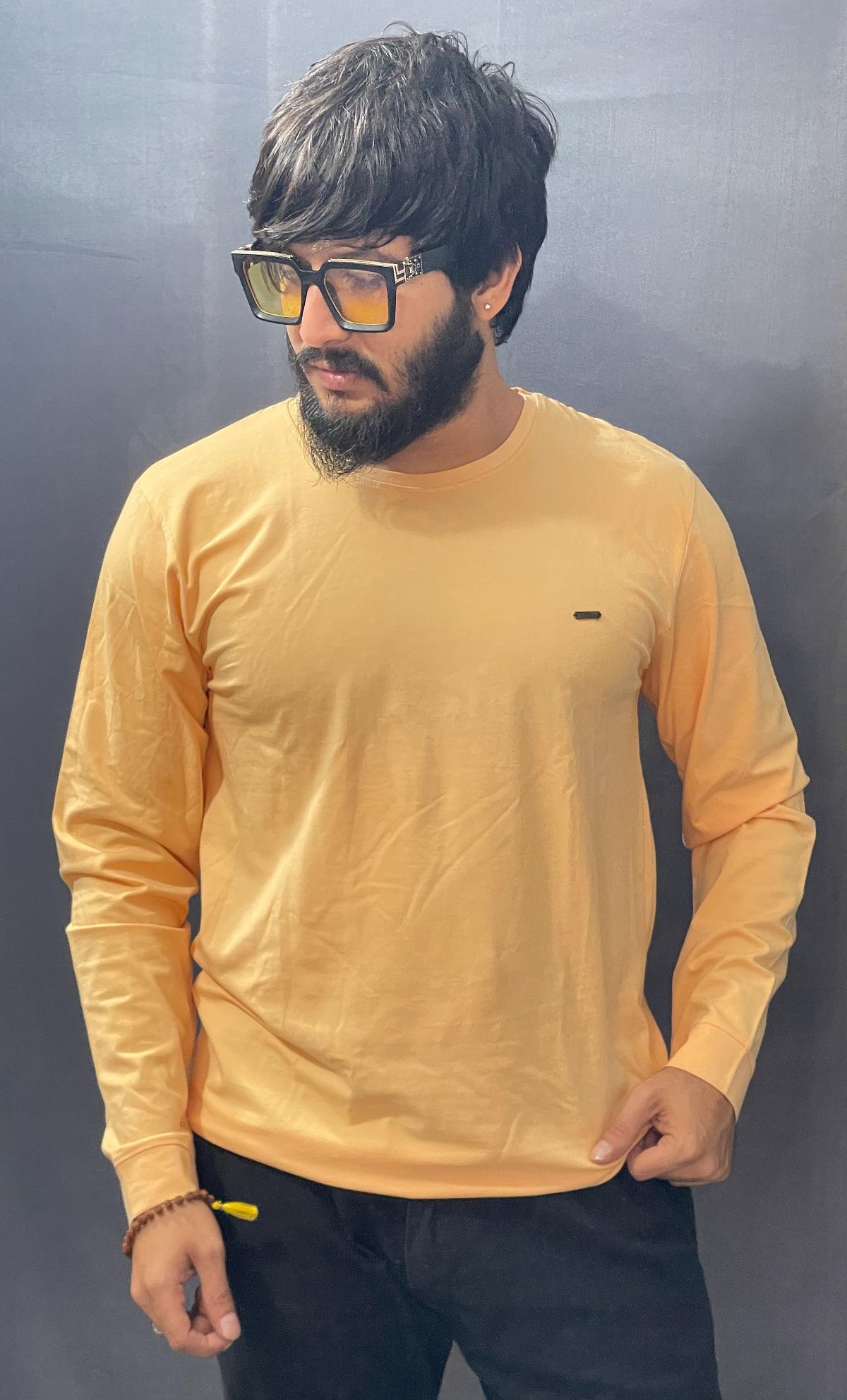 LIGHT ORANGE ROUND NECK PLAIN TSHIRT 288 P128