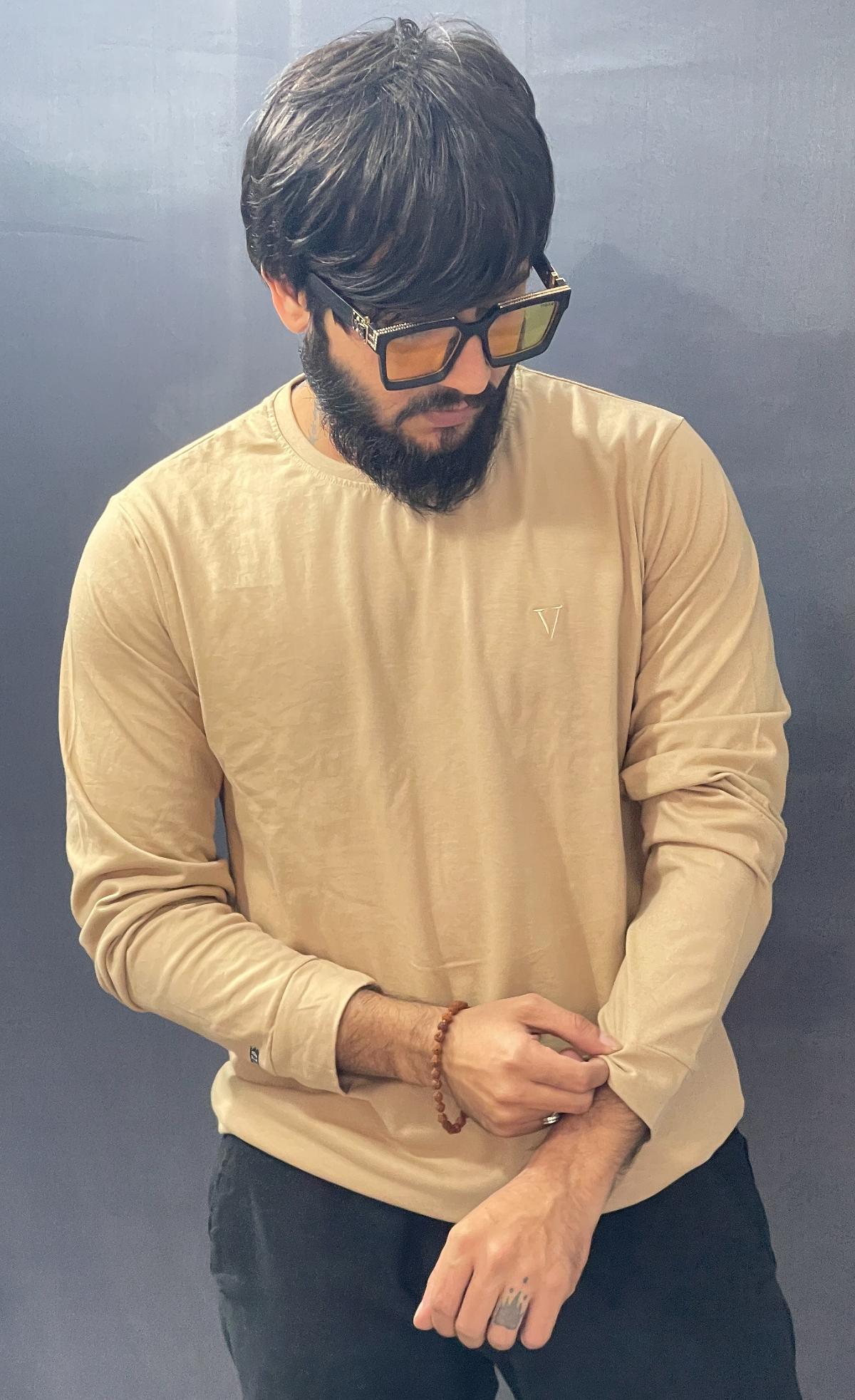 LIGHT CREAM ROUND NECH PLAIN TSHIRT 290 P120