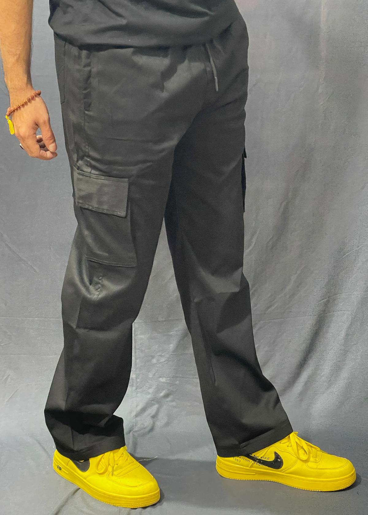 BLACK PLAIN 6 POCKET BAGGY JEANS 323 P148